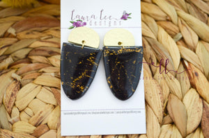 Bluebell Arch Clay Earrings || Black and Gold