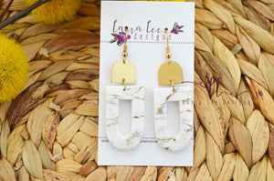 Nellie Arch Clay Earrings || White and Gold