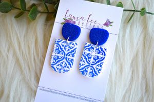 Aspen Clay Earrings || Blue and White || Made to Order