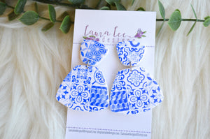 Hope Clay Earrings || Blue and White