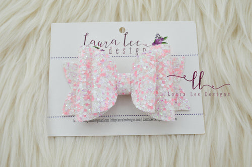 Stacked Rosie Style Bow || Blushing Glitter