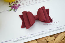 Mini Stacked Sabrina Style Bow || Burgundy Suede Vegan Leather