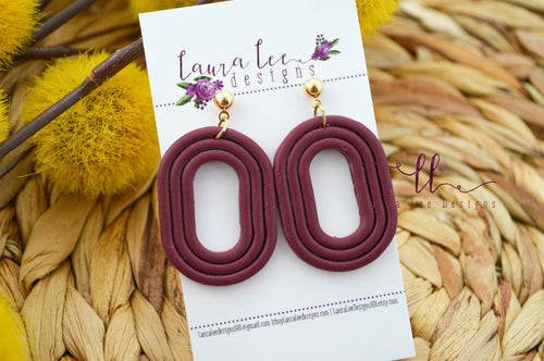 Eli Oval Clay Earrings || Burgundy