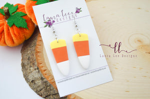 Dagger Clay Earrings || Candy Corn || Made to Order