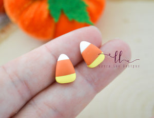 Clay Stud Earrings || Candy Corn || Made to Order