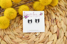 Cat Clay Stud Earrings || Black and White Tux