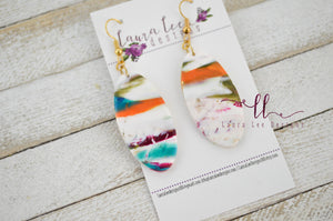 Jackie Oval Clay Earrings || Colorful