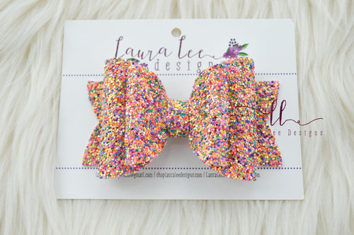 Stacked Rosie Style Bow || Carnival Glitter