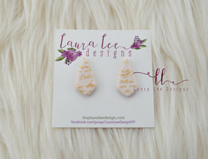 Dagger Stud Earrings || Cream and Gold Love Letters
