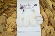 Curved Nova Small Arch Clay Earrings || Transparent and White