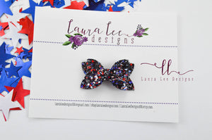 Stacked Pippy Style Bow || Fireworks in the Night Sky Glitter