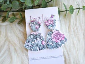 Hope Clay Earrings || Pink and Green Floral
