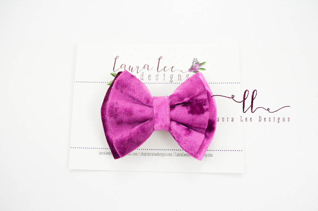 Millie Bow Style || Fuchsia Pink Crushed Velvet