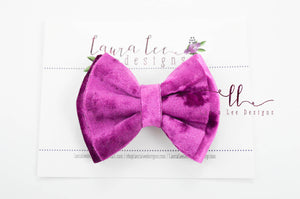 Millie Bow Style || Fuchsia Pink Crushed Velvet