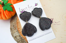 Grace Clay Earrings || Black and Gold Glitter
