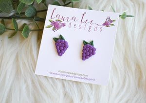 Clay Stud Earrings || Grapes