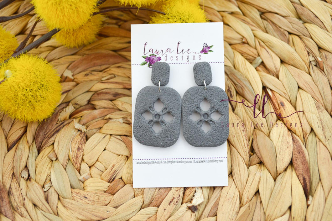 Lily Clay Earrings || Gray