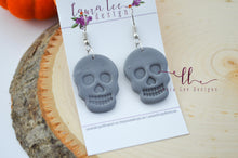 Skull Clay Earrings || Gray || Made to order