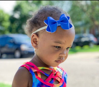 Sasha Style Bow || Blue Sapphire Smooth Vegan Leather