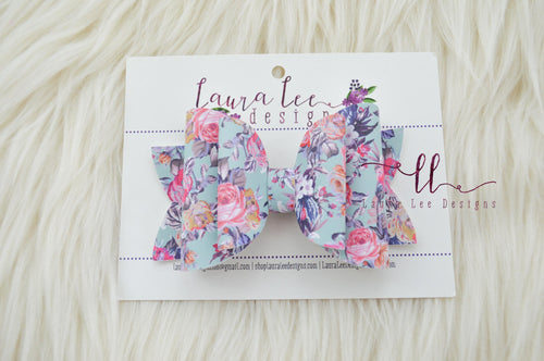 Stacked Rosie Style Bow || Isabella Floral Vegan Leather