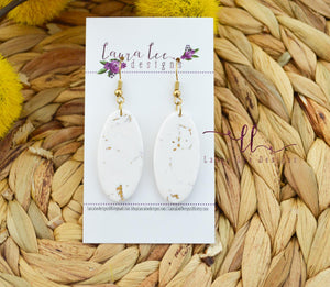 Jackie Oval Clay Earrings || White and Gold