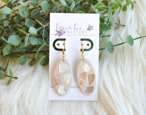 Jackie Oval Clay Earrings || Shells