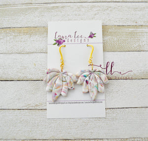 Large Lotus Flower Clay Earrings || Colorful
