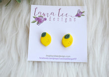 Clay Stud Earrings || Large Lemons with Leaves