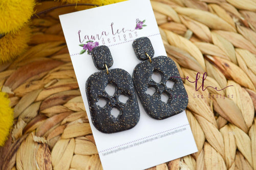 Lily Clay Earrings || Black and Gold