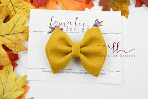 Millie Bow Style || Mustard Suede Vegan Leather