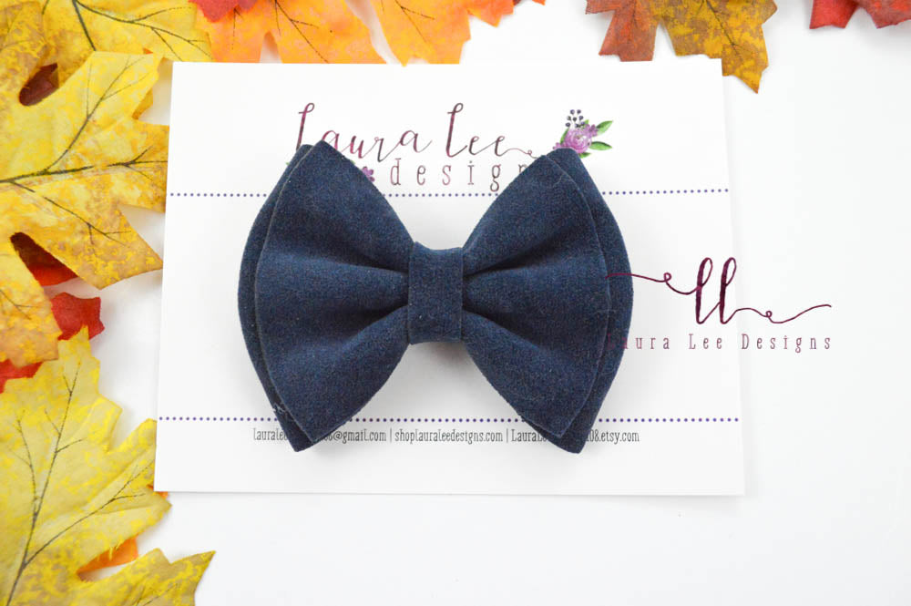 Millie Bow Style || Navy Blue Rough Suede