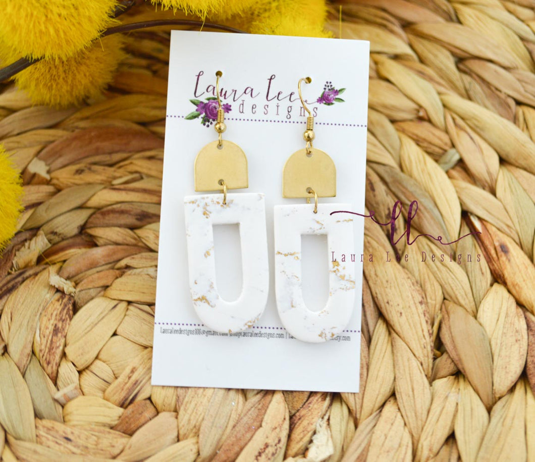 Nellie Arch Clay Earrings || White and Gold