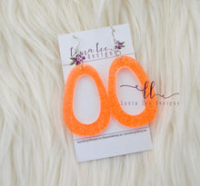 Fat Teardrop Resin Earrings || Neon Orange Glitter