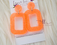 Resin Earrings || Neon Orange Glittero