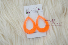 Teardrop Resin Earrings || Neon Orange Glitter