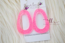 Fat Teardrop Resin Earrings || Neon Pink Glitter