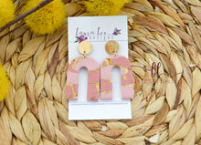 Nova Large Arch Clay Earrings || Dusty Rose and Gold