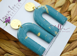 Nova Large Arch Clay Earrings || Turquoise and Gold
