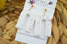 Nova Large Arch Clay Earrings || White and Gold