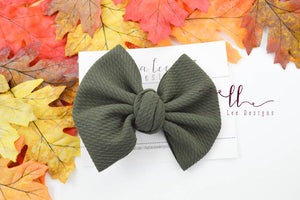 Large Julia Messy Bow Style Bow || Olive Greens