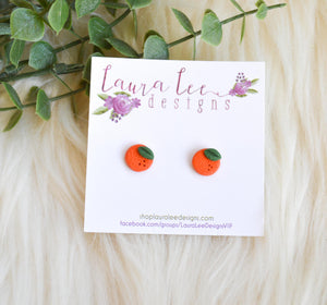 Clay Stud Earrings || Oranges