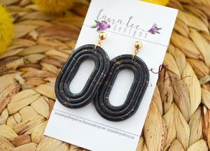 Eli Oval Clay Earrings || Black and Gold
