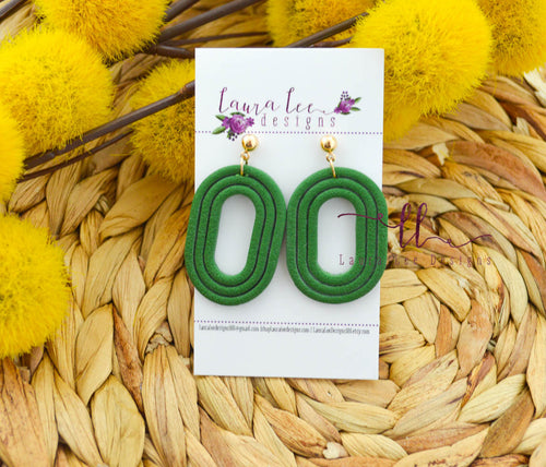 Eli Oval Clay Earrings || Green