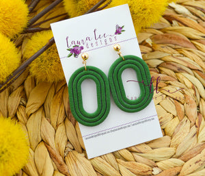 Eli Oval Clay Earrings || Green