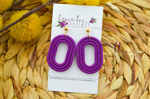 Eli Oval Clay Earrings || Plum Purple