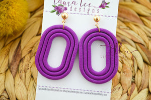 Eli Oval Clay Earrings || Plum Purple