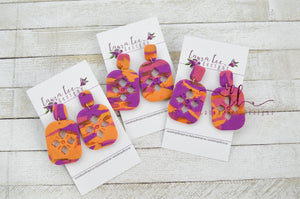 Lily Clay Earrings || Pink, Purple, and Orange