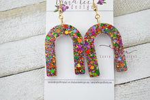 Arch Resin Earrings || Rainbow Glitter