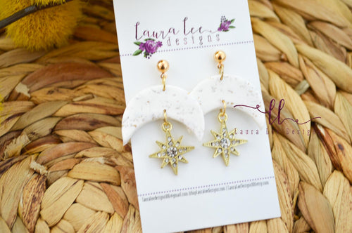 Reagan Clay Earrings || White and Gold