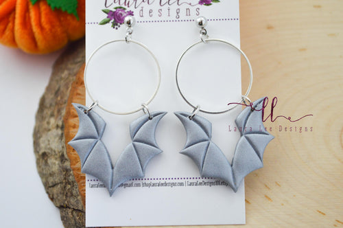 Bats Clay Earrings || Silver || Made to Order